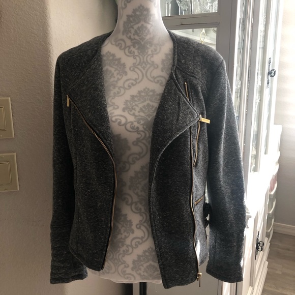 Calvin Klein NWT Zip Front Gray Jacket with Gold Zippered Front Size Small - Picture 16 of 16
